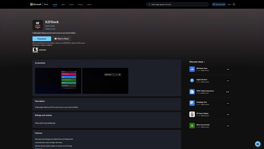 KZF Dock v2.0 is Officially available on Microsoft Store